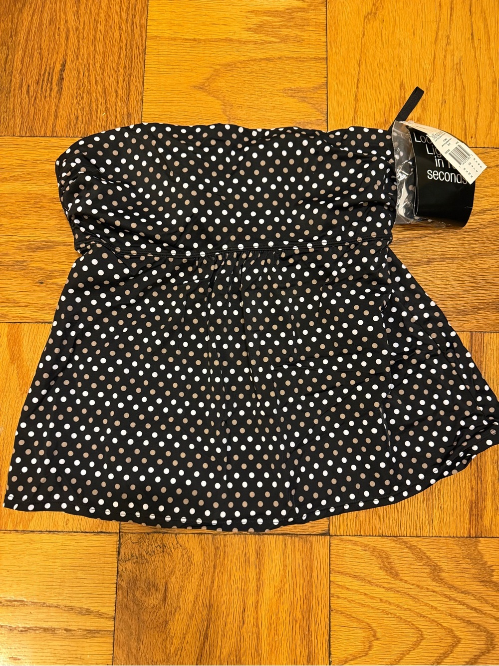 Miraclesuit Black with Polka Dot Bandeau Tankini NWT Size 14